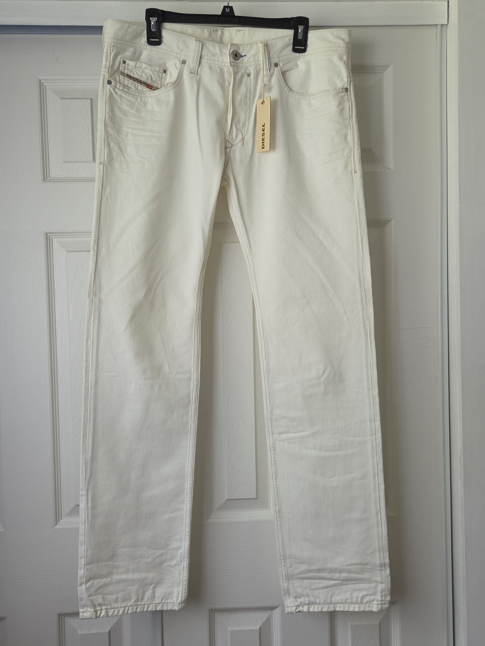 Brand New w/ Tags Diesel Safado 0811G Slim-Straight Jeans-White/Cream (W33 L32)